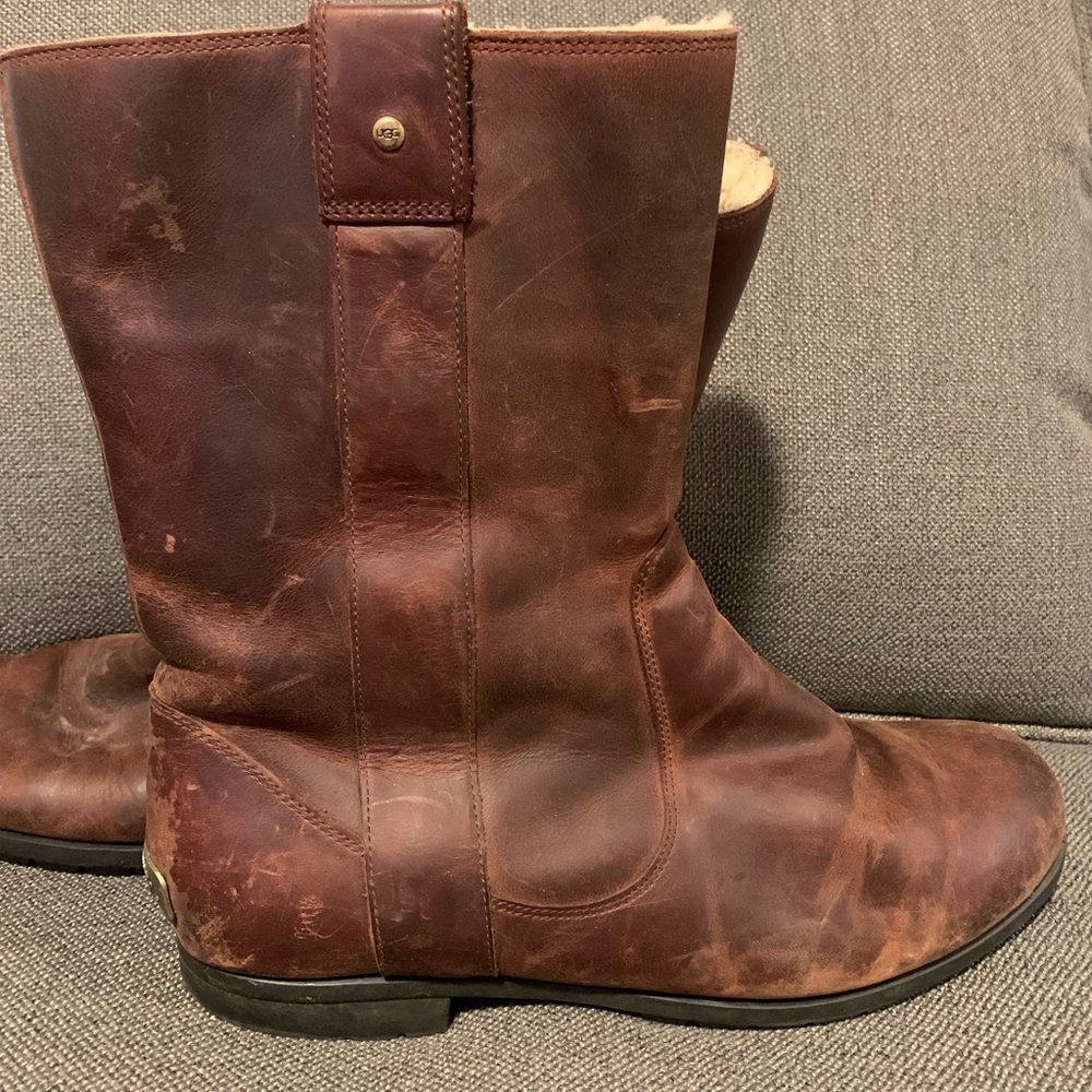 Leather UGG boots.